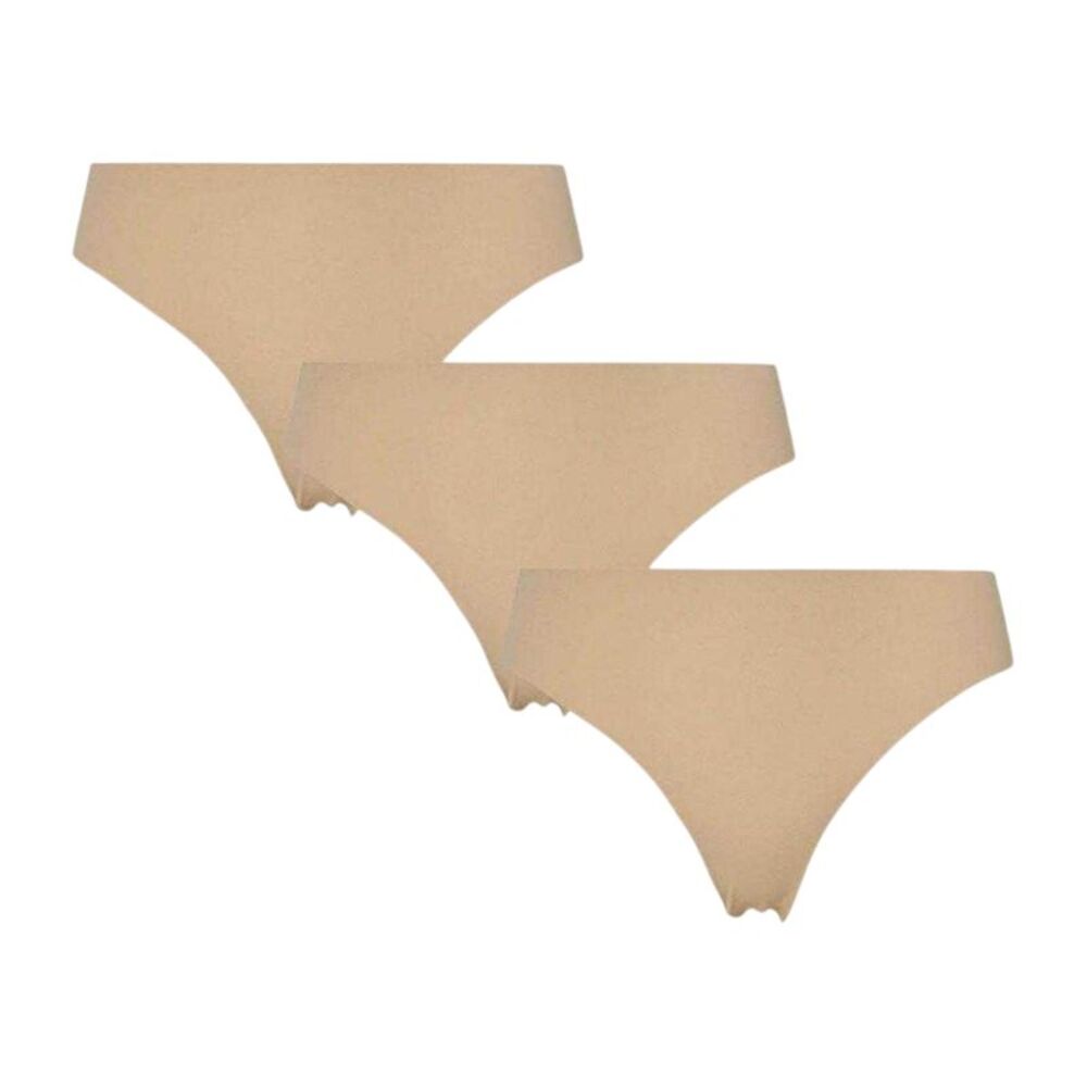 Pieces Womens/Ladies Namee Plain Briefs (Pack of 3) / Peach